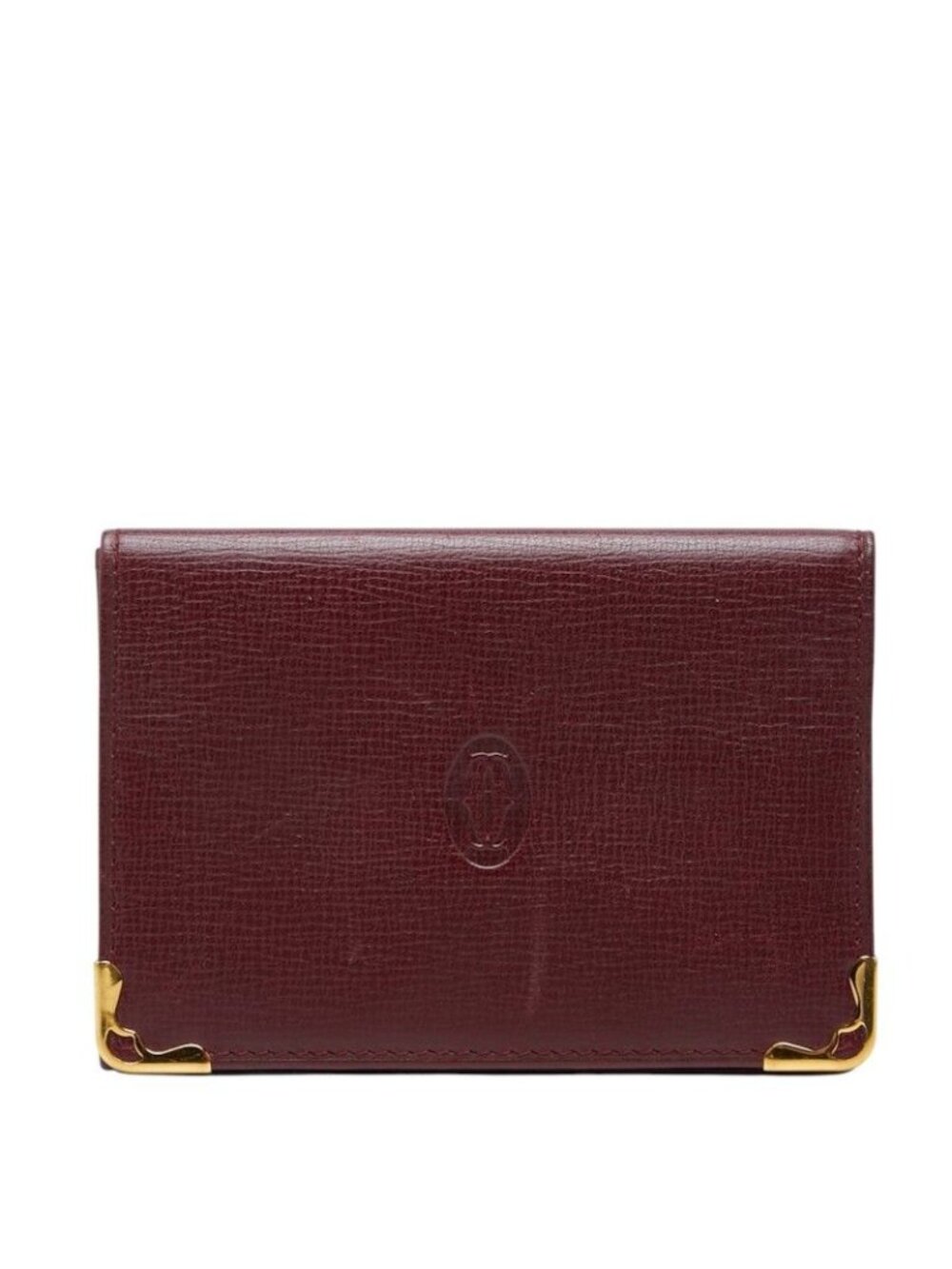 Cartier Must Line Card Case Bordeaux Gold Leather